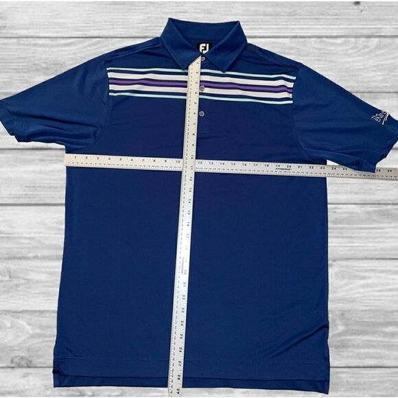 FootJoy FJ Men's Golf Polo Shirt Size Large Navy Blue Embroidered Logo - Picture 4 of 5